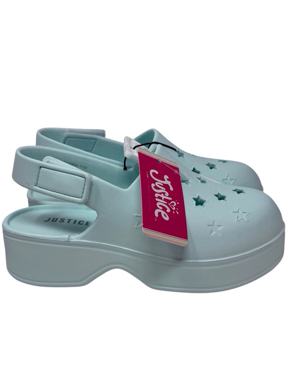 Justice Mint Green Star Clog Sandals girls size US 13 /EU 35 NWT